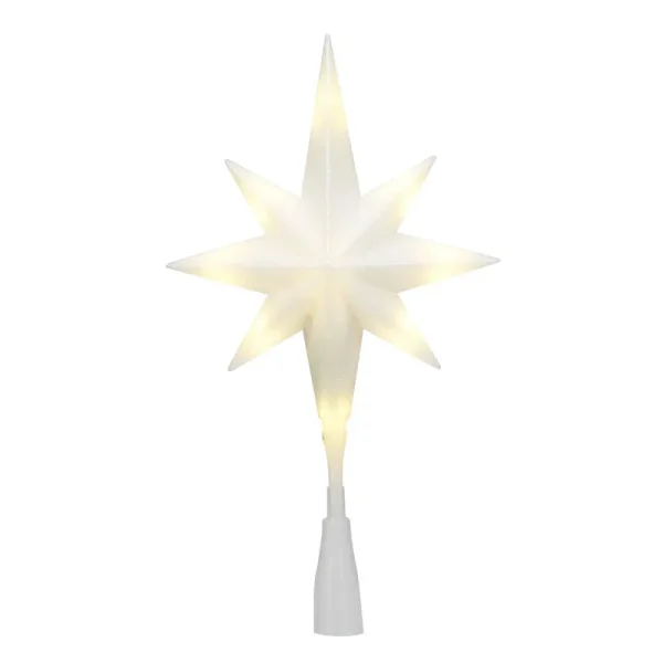 Holiday Time White Glitter LED Tree Topper Warm White Lights 11 inch