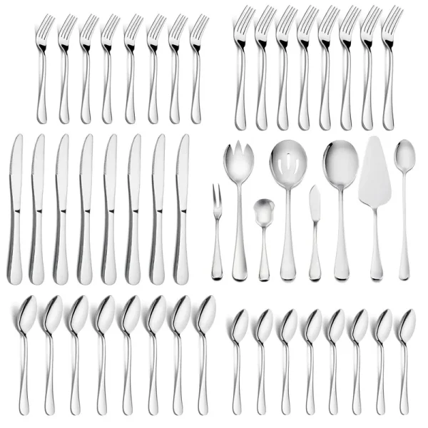 HaWare 48 Pieces Silverware Set with Serving Utensils, Stainless Steel Fancy Flatware Cutlery Set for 8, Traditional Elegant Style Tableware Eating