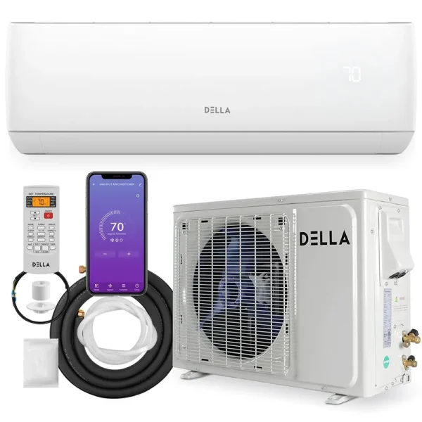 della 12000 BTU WiFi Enabled 17 SEER Cools Up to 550 sq.ft 208-230V Energy Efficient Mini Split Air Conditioner & Heater Ductless Inverter System,