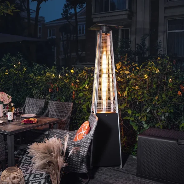 Nuu Garden Outdoor 48,000 BTU Pyramid Heater with Wheels, Size: 22.64 x 20.67 x 88.19, Black