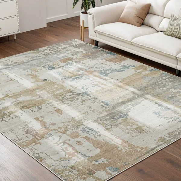 Belleze Washable 8'x10' Area Rug Non Slip Indoor Door Mat - Multi-Tan