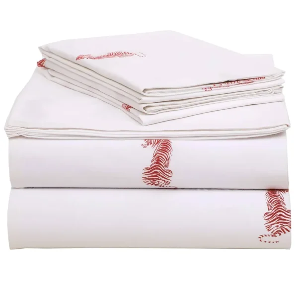 Enviohome 4 Piece 100% Cotton Sheet Set - Queen, Tiger Red
