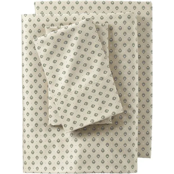 Lands' End 400 Thread Count Sateen Printed Sheet Set, Dark Beige