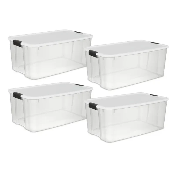 Case of 4 Sterilite 116 Quart Ultra Latch Boxes - 116 Quart - Clear