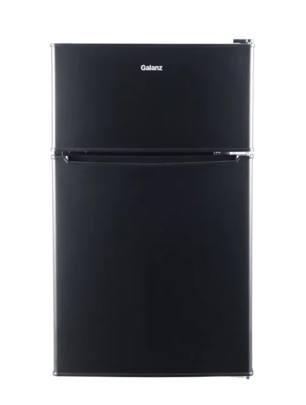 Galanz 3.1 Cu ft Two Door Mini Fridge with Freezer Estar, Black