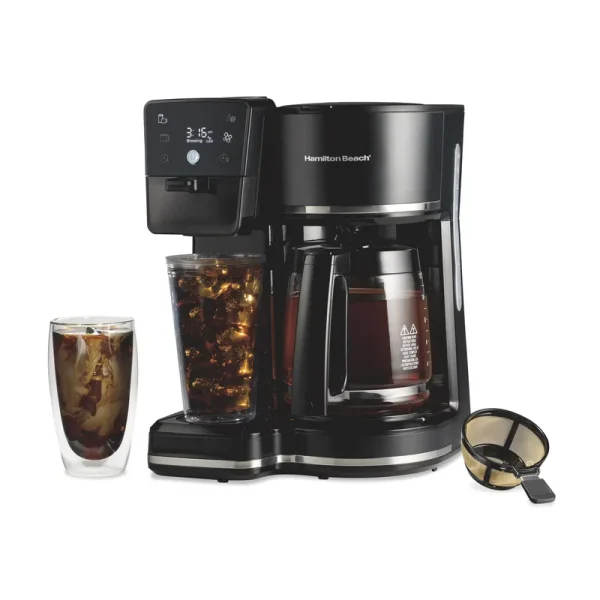 Hamilton Beach 2 - Way Programmable Iced/Hot Coffee Maker, Single - Serve and 12 Cup Glass Carafe, 47501J