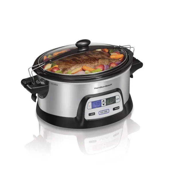 Hamilton Beach FlexCook Slow Cooker, 6 qt, Silver