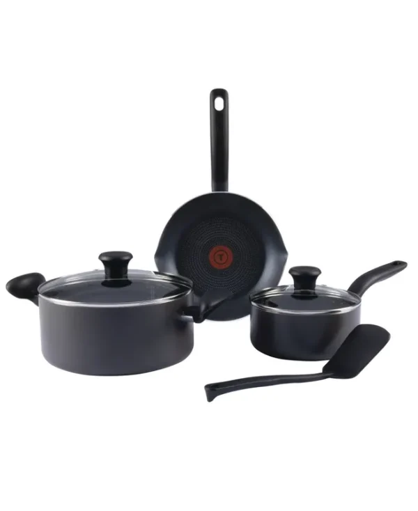 T-Fal Initiatives Aluminum 6 Piece Cookware Set - Black