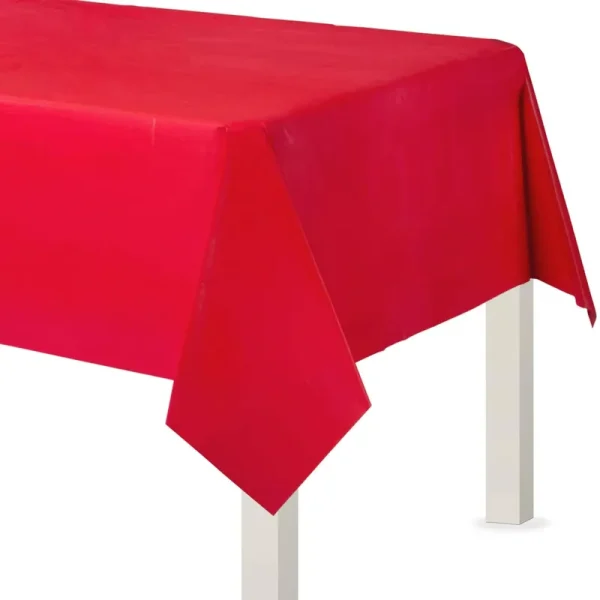 Amscan Red Flannel-Backed Vinyl Tablecloth, 54in x 108in Red | Party
