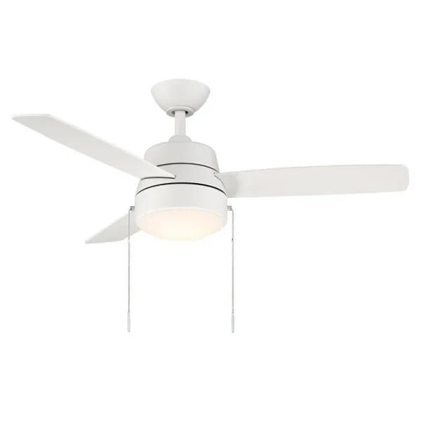 Hampton Bay SW19151P mWh Caprice 44 in. Integrated LED Indoor Matte White Ceiling Fan with Light Kit