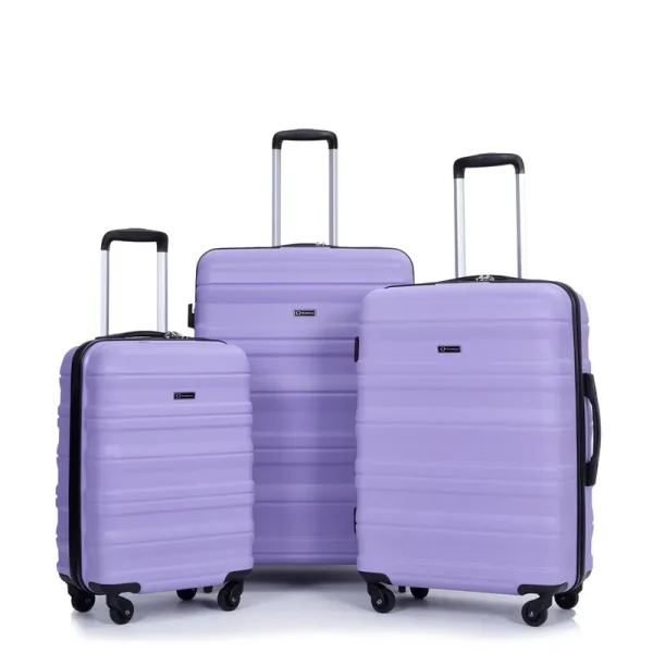 Tripcomp Hardside Luggage Set 3 - Piece Set (21/25/29) Lightweight Suitcase 4 - Wheeled Suitcase Set(Purple)