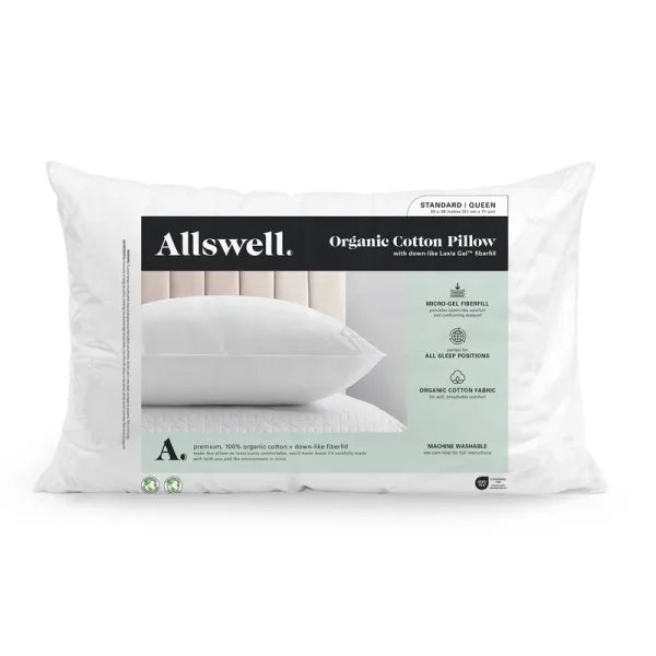 Allswell Organic Cotton Down-like Bed Pillow, Standard/Queen