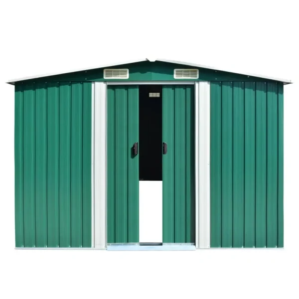 vidaXL Garden Shed 101.2" x 228.3" x 71.3" Metal Green
