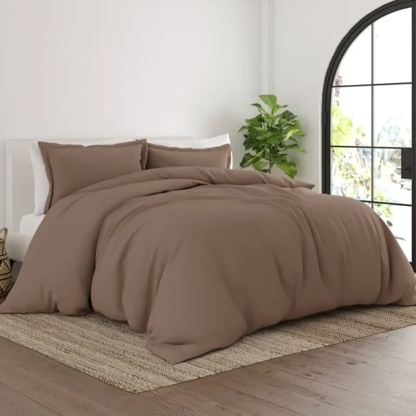 Merit Linens Luxury Ulta Soft 3 Piece Duvet Cover Set Taupe Full/Queen