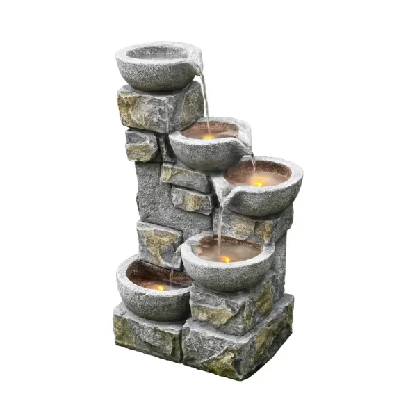 27-in H Resin Tiered Fountain Outdoor Fountain Pump Included