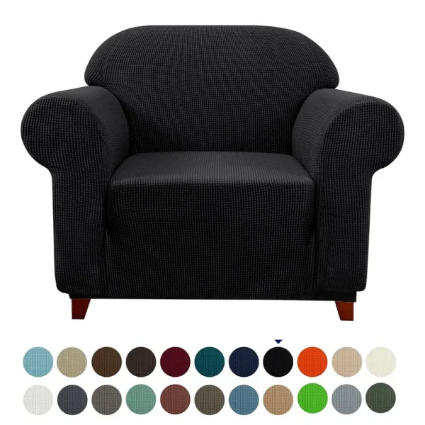 Subrtex Stretch 1-Piece Textured Grid Armchair Slipcover, Black