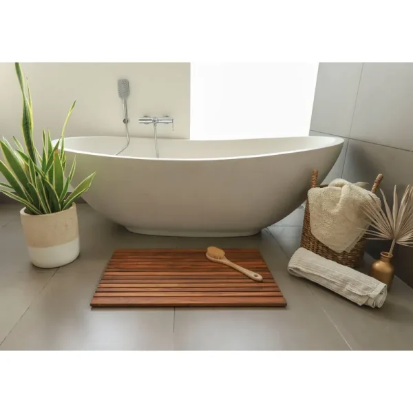 Nordic Style Teak String Mat with Rubber Feet