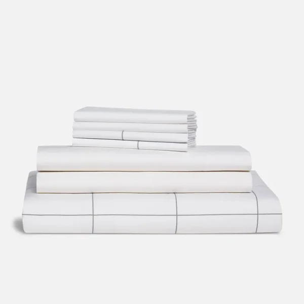 Cooling Cotton Percale Sheet Set - Duvet, Fitted Sheet, Flat Sheet, Pillowcases Size Queen in Black/White | Best Sheets for Hot Sleepers by Brooklinen