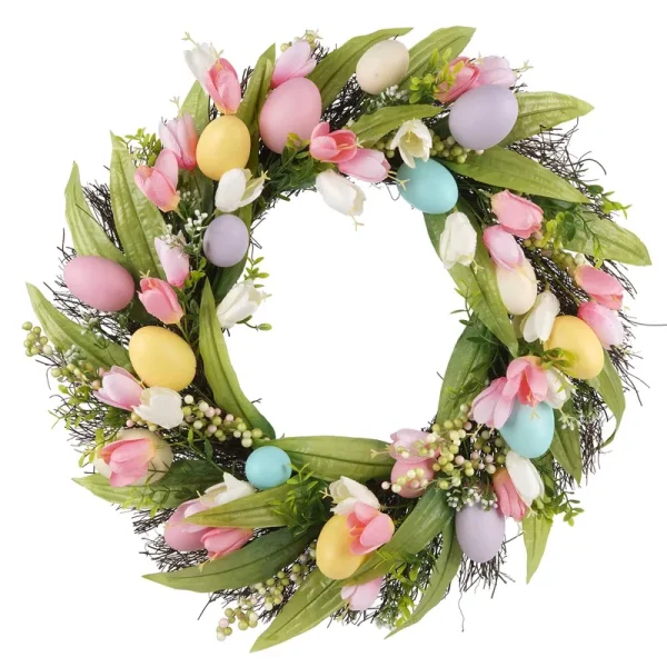 22" Easter Egg & Tulip Wreath by Ashland | Michaels