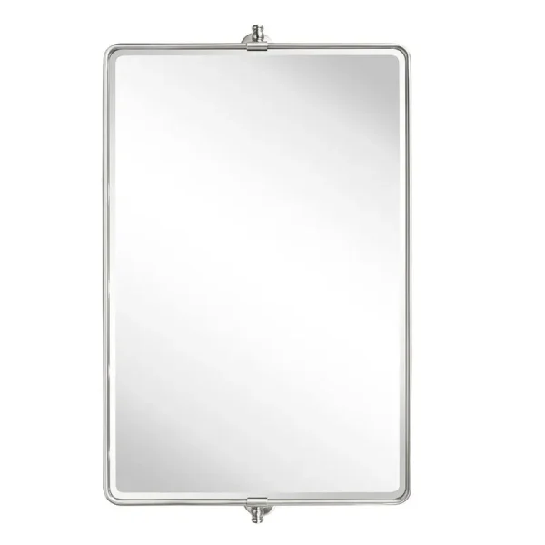 Lutalo Horizontal Beveled Bathroom / Vanity Mirror Mercer41 Finish: Brushed Nickel, Size: 24" x 38"
