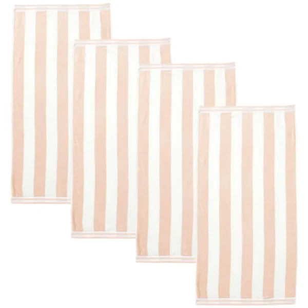 Great Bay Home Cotton Cabana Stripe 4-Pack Beach Towel (4 Pack - 30 inch x 60 inch, Dusty Rose), Size: 4 Pack - 30 x 60, Pink