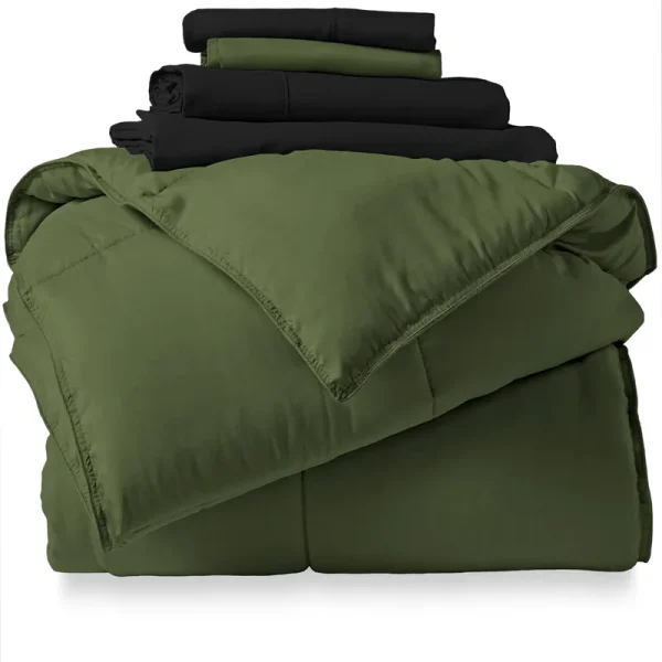Bed-in-a-Bag Set Bare Home Color: Green/Black, Size: Twin XL