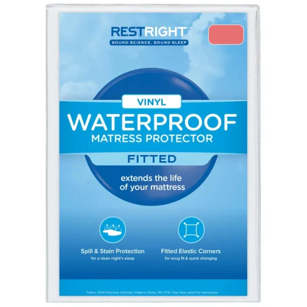 Mainstays Fitted Vinyl Waterproof Mattress Protector, Queen, White