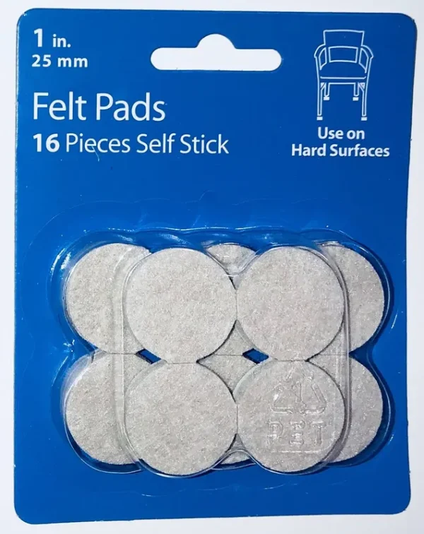 Waxman SoftTouch 1" Hardwood Beige Round Self Stick Felt Furniture Pads - 16 ct