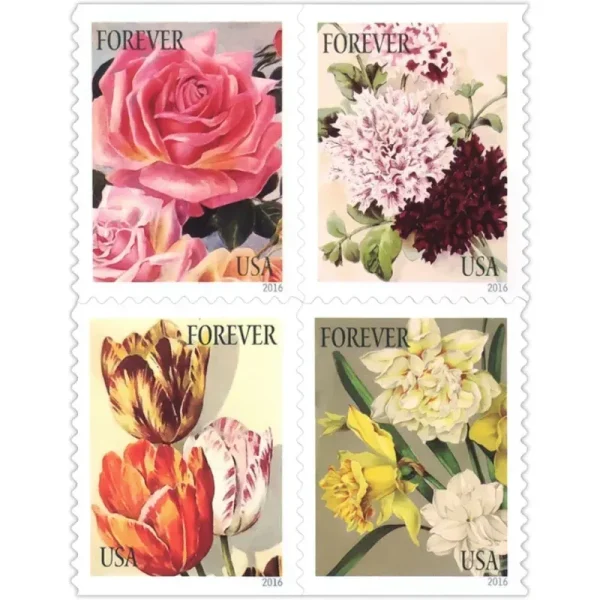 Forever Stamps 2016 Botanical Art – Flower Illustration Collection. First-Class Postage