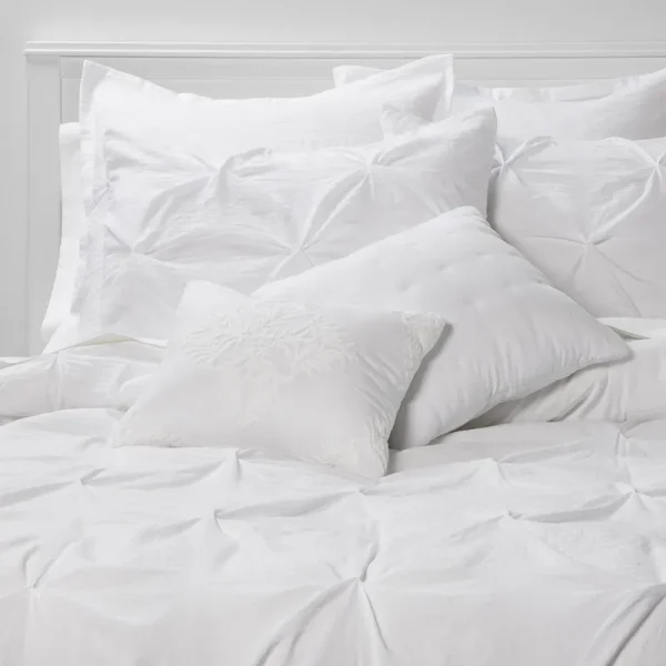 8pc Montvale Pinch Pleat Comforter Set White - Threshold - Queen