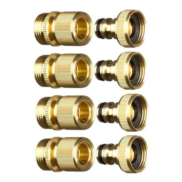Gorilla Easy Connect Garden Hose Quick connectors. inch GHT Solid Brass. 4 SETS.