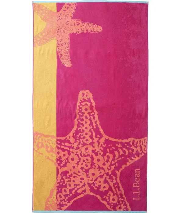 L.L.Bean Outdoor Living Collection Seaside Starfish Beach Towel - Coral Taffy