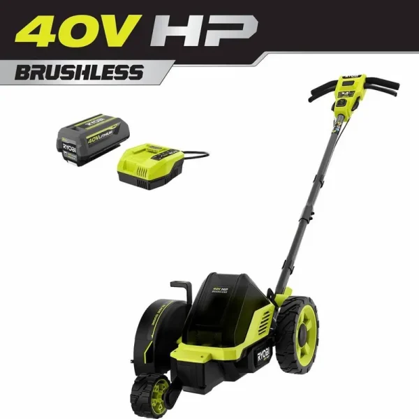 40V HP Brushless Cordless Battery Stick Edger with Extra 3-Pack of Edger Blades, 4.0 Ah Battery, and Charger