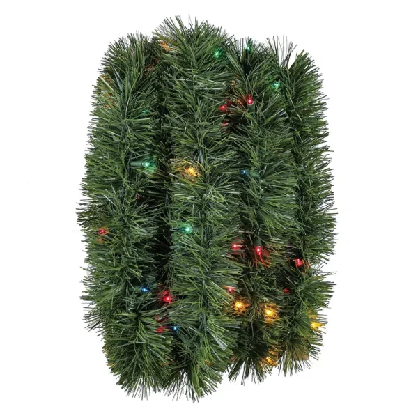 25 ft Pre-Lit Soft Artificial Christmas Garland, Multi-Color Incandescent Lights, by Holiday Time, Size: 25'