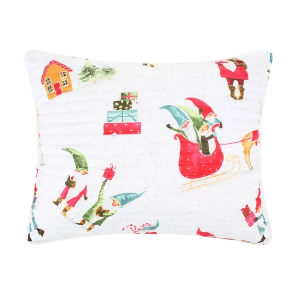 Levtex Home Gnome for The Holidays White Standard Sham, Cotton