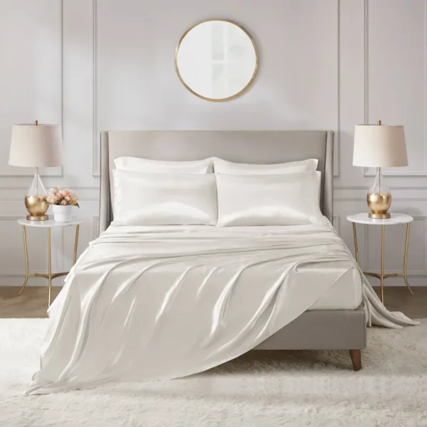 Madison Park Essentials Satin 6-Pc. Sheet Set, Queen - Ivory