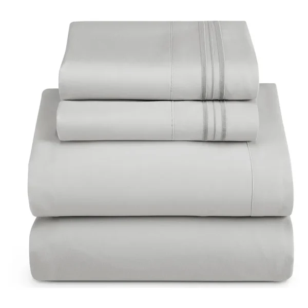 Nestl Bedding Queen 4 Piece Bed Sheet Set Queen Silver Gray Large