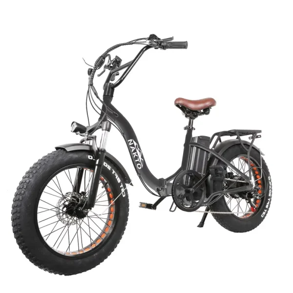 NAKTO Folding Fat Tire Electric Bike Folding OX 20" Ebike for Adults Electric Mountain Bicycle 500W Powerful Motor 48V 10 Ah Lithium - Ion Battery - Black