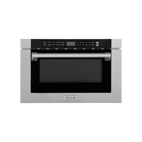 ZLINE 24" 1.2 Cu ft Built-In Microwave Drawer with A Traditional Handle in Fingerprint Resistant Stainless Steel (MWD-1-SS-H)