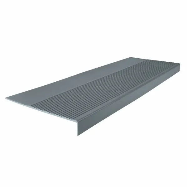 Roppe 12-1/4 x 3 ft Dark Gray Ribbed Rubber Square Nose Stair Tread