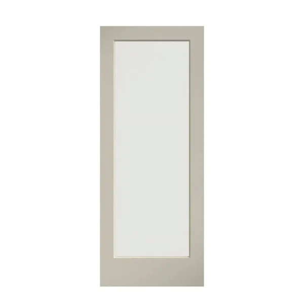 EightDoors 80" x 28" 1-Lite French Clear Glass White Prefinished Solid Wood Core Door