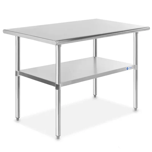 GRIDMANN 48 x 30 in Stainless Steel Table W/ Undershelf, NSF Commercial Kitchen Work & Prep Table