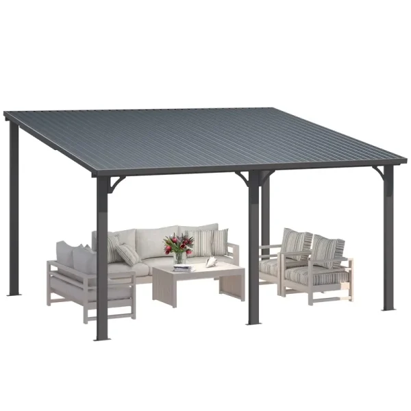 AECOJOY 14' x 12' Hardtop Gazebo Outdoor Pergola Lean to Metal Pergolas