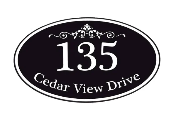 Customized Solutions Customized Home Address Sign Aluminum 12' x 7' Oval House Number Plaque Personalized Color Choices Available (Black)