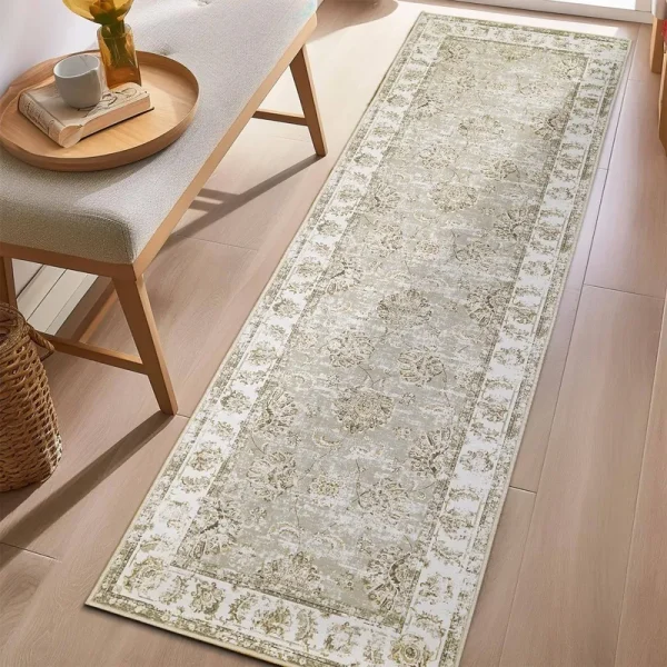 jinchan Kitchen Runner Rug 2x6 Vintage Rug Hallway Washable Runner Rug Floral Print Floor Cover Indoor Thin Rug Retro Mat Accent Rug Bathroom
