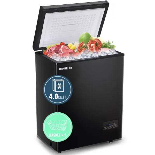 DEMULLER Deep Chest Freezer Freezers with Two Storage Baskets Ultra - Low Temperature Black 79 - B - 1