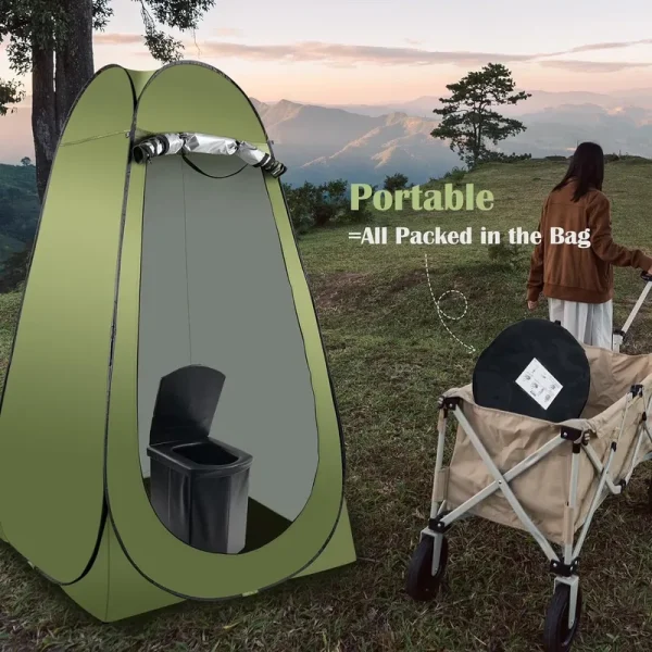 Portable Camping Toilet Kit for Adults, X Large Pop - up Privacy Tent with Folding Toilet and Outdoor Shower Facilities