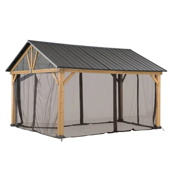 Original Manufacturer Sunjoy Universal Replacement Netting Tube and Mosquito Netting for 11x13 Wood Gazebo with Gable Hardtop