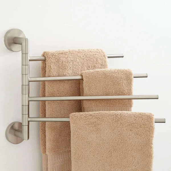 Signature Hardware 921736 Colvin Four Swing Arm Brass Towel Bar - Nickel, Silver