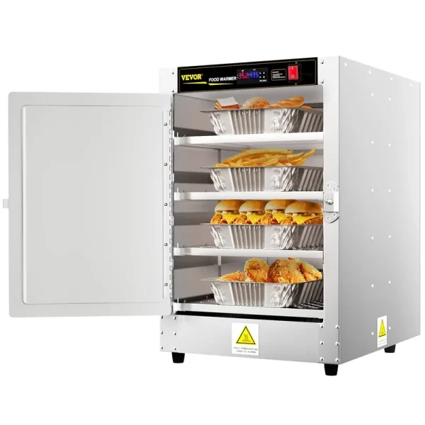 VEVOR Hot Box Food Warmer, 16"x22"x24" Concession Warmer with Water Tray, Four Disposable Catering Pans, Countertop Pizza, Pat